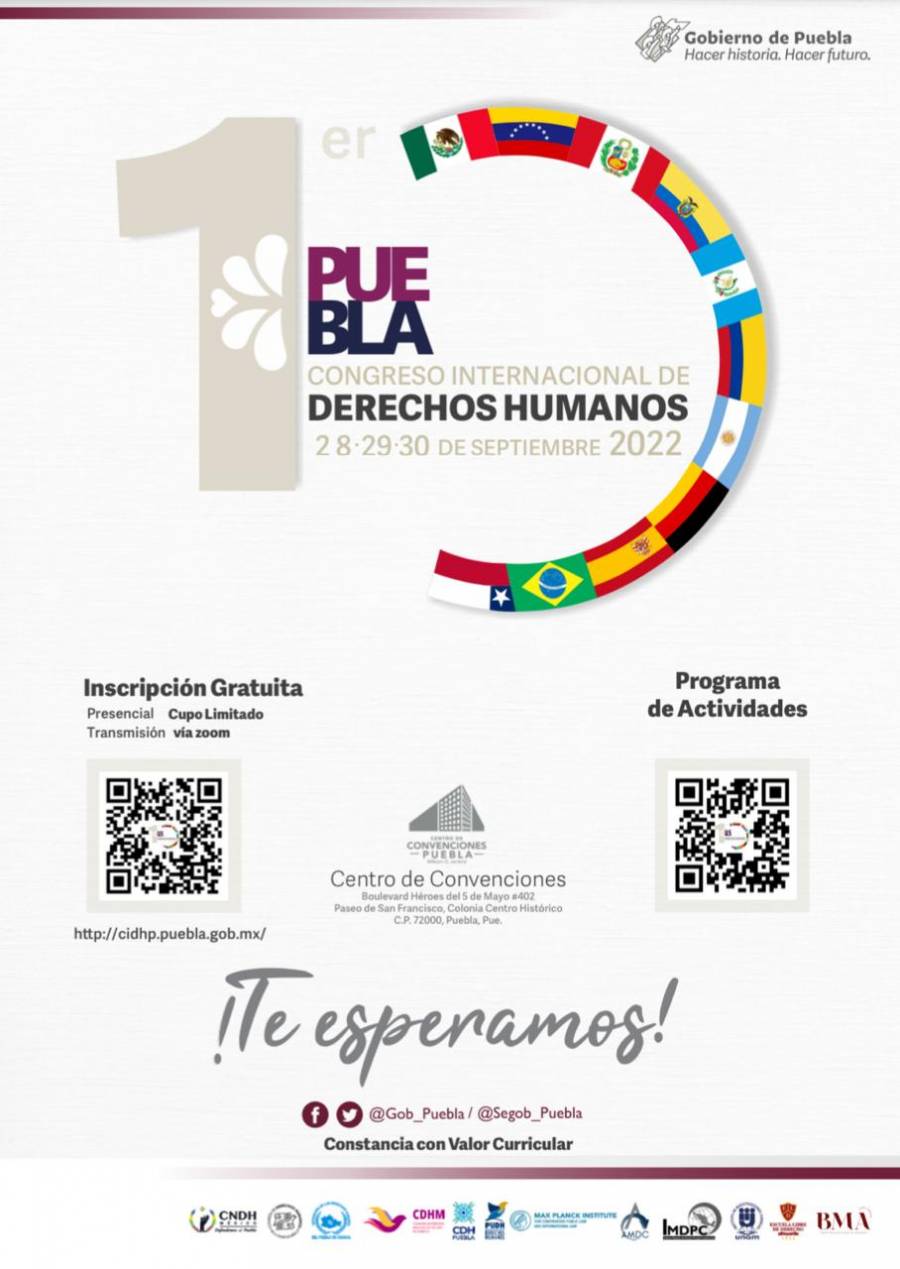 Puebla, sede del primer Congreso Internacional de Derechos Humanos