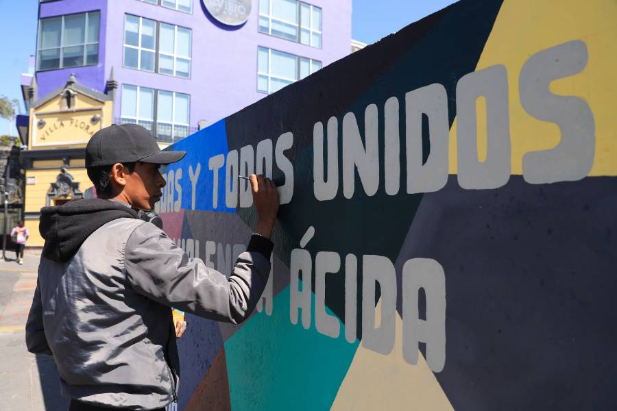 Con mural, concientizan sobre la violencia ácida