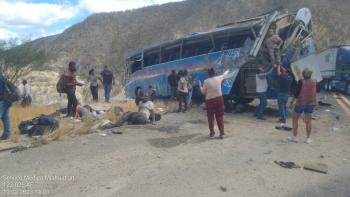 Autobús de turismo se accidenta en los límites de Puebla y Oaxaca; hay 13 decesos