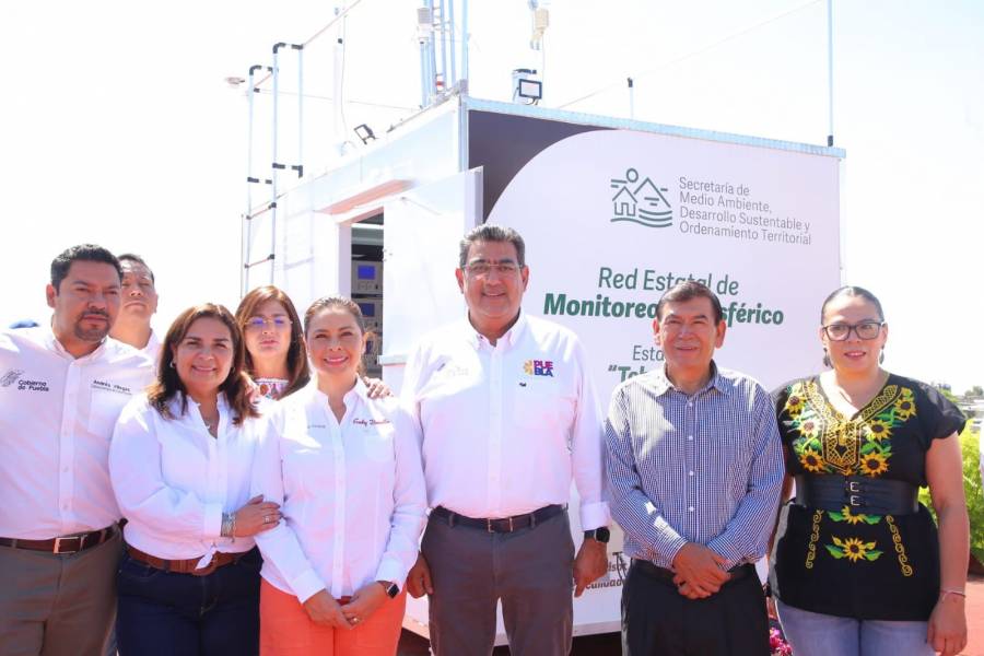 Sergio Salomón inaugura 2 nuevas estaciones de la Red Estatal de Monitoreo Atmosférico