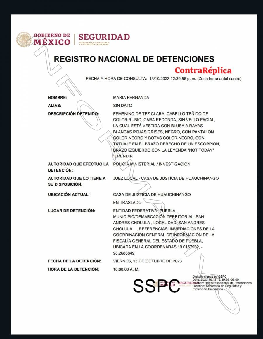 FGE detien a hija del político Javier N., María Fernanda N.