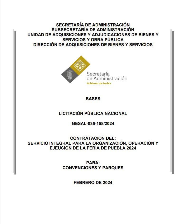 Gobierno de Puebla lanza licitación para ejecución de la Feria de Puebla
