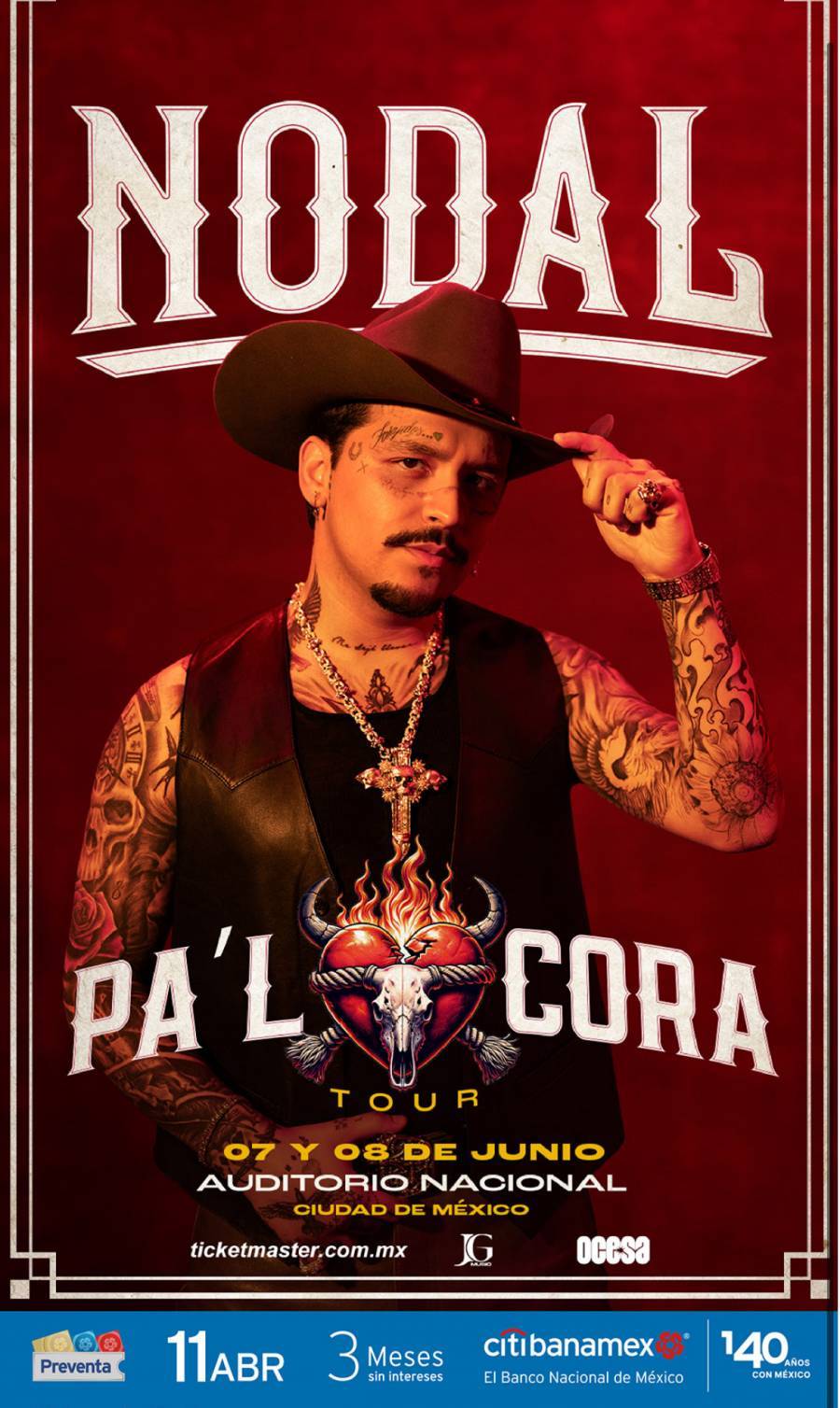 Christian Nodal está de regreso en México con  PA’L CORA TOUR llega al máximo escenario de Reforma