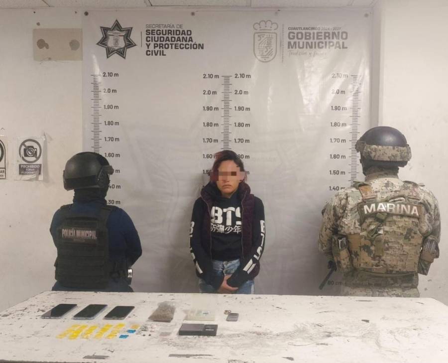 La SSC y PC de Cuautlancingo dentienen a presunta narcomenudista