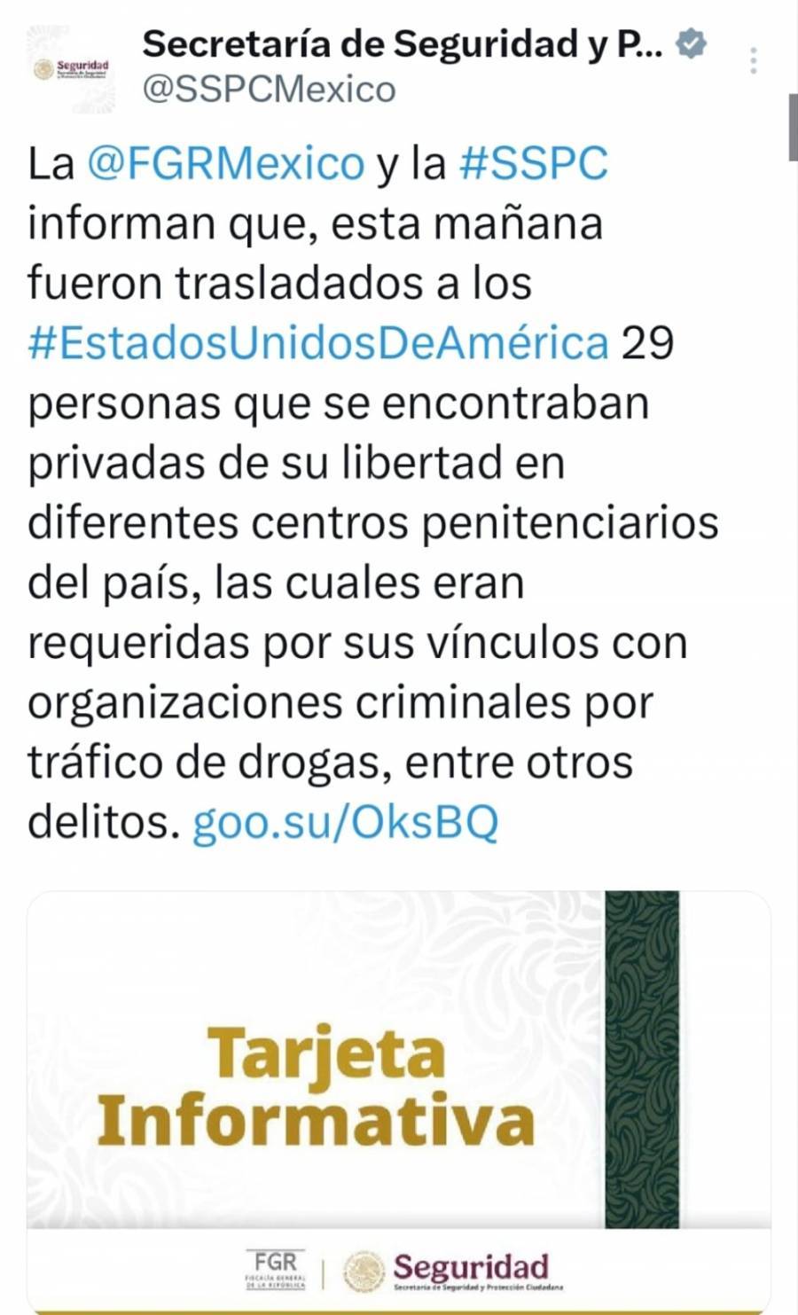 México entrega a EU a 29 integrantes del narco; entre ellos Caro Quintero