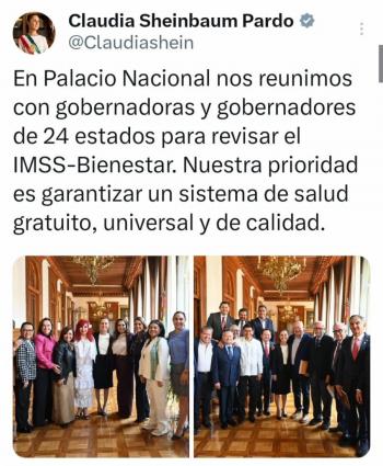 Sheinbaum se re&uacute;ne y convoca a gobernadores de la 4T a su asamblea en Z&oacute;calo