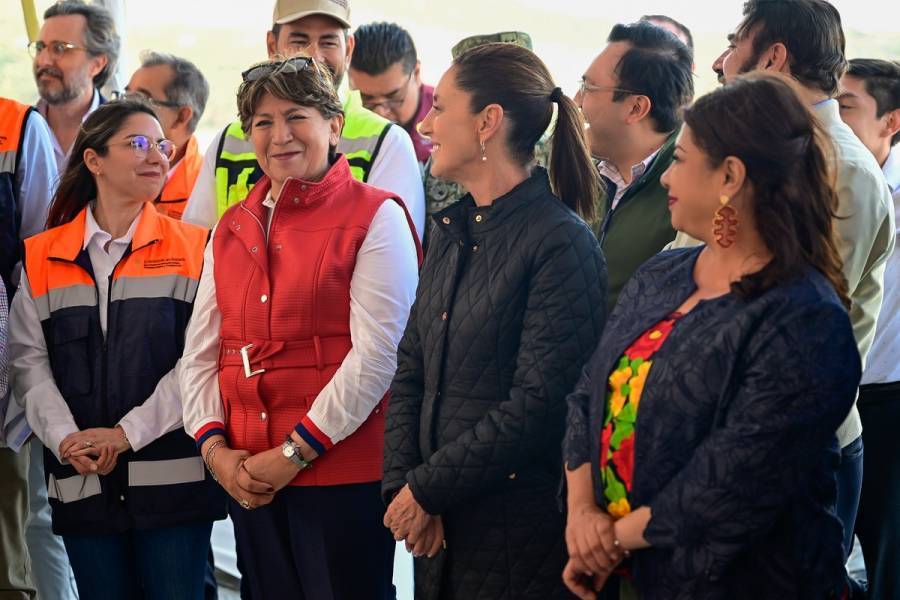 Claudia Sheinbaum y Delfina Gómez recorren obras del Trolebús Santa Martha-Chalco