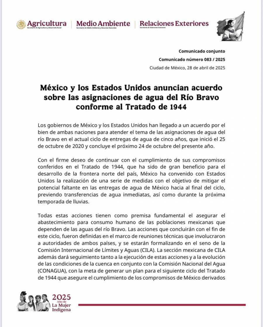 México entregará agua a EU “hasta donde se puede”, asegura Sheinbaum