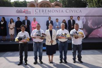 Resalta San Andrés Cholula ceremonia cívica con valores patrios