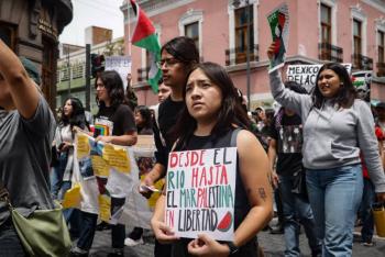 Manifestantes propalestinos en Puebla exigen que México rompa relaciones con Israel