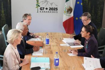 Sheinbaum se reúne con líderes Europeos en el G7 para dialogar de Tratado Comercial