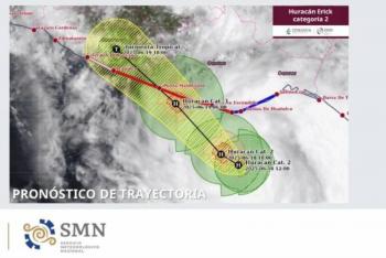 Huracán Erick se fortalece a categoría 2 y amenaza con intensas lluvias