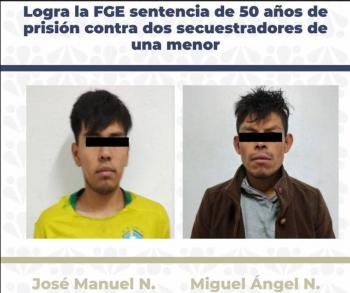 Sentencian a 50 años de prisión a secuestradores de una menor en Puebla