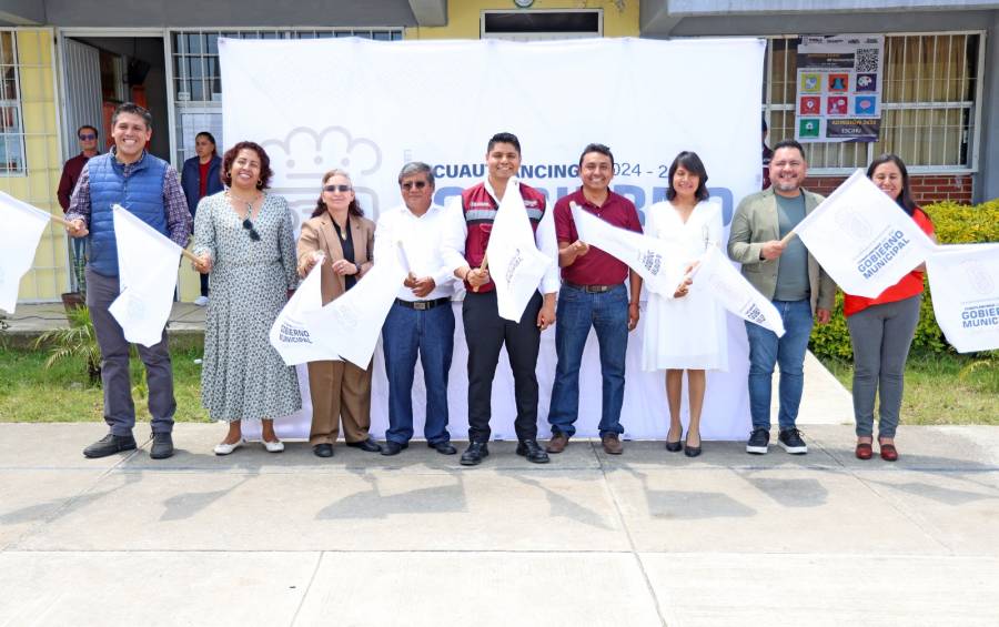 Arranca Omar Muñoz construcción de arco techos en bachilleratos de San Lorenzo Almecatla