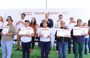 Entregan a apoyos para infraestructura en San Miguel Canoa