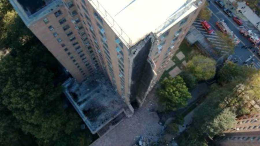 Edificio de gran altura sufre colapso parcial en Nueva York; hasta ahora no hay heridos