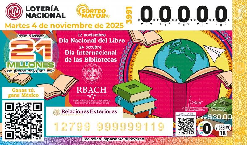 D&iacute;a Internacional de las Bibliotecas recorre el pa&iacute;s en billete de loter&iacute;a