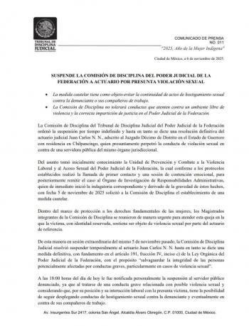 Suspenden a actuario del Poder Judicial por presunta violaci&oacute;n sexual en Guerrero