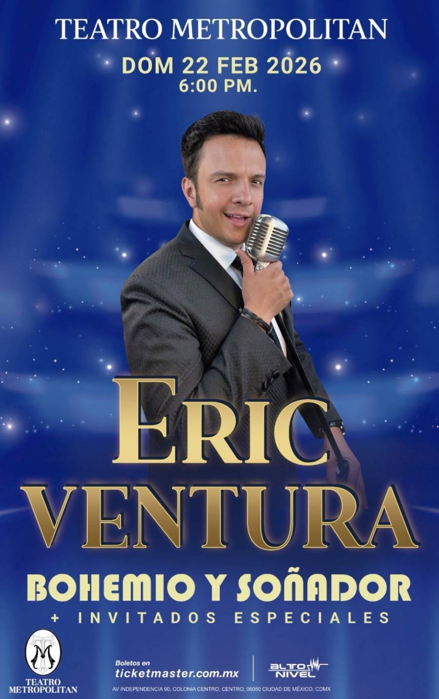 Eric Ventura encabezar&aacute; una noche bohemia y rom&aacute;ntica en el Teatro Metrop&oacute;litan