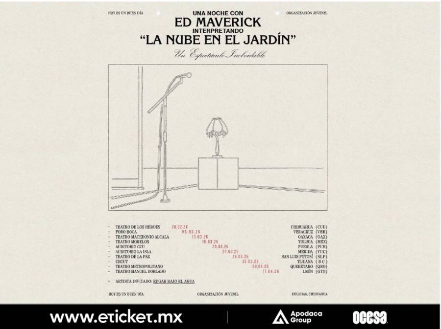 Ed Maverick anuncia la continuaci&oacute;n de la gira La Nube en el Jard&iacute;n