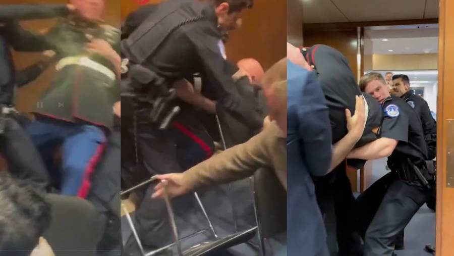 Veterano de Marines es desalojado de audiencia en el Senado tras protestar contra guerra en Ir&aacute;n