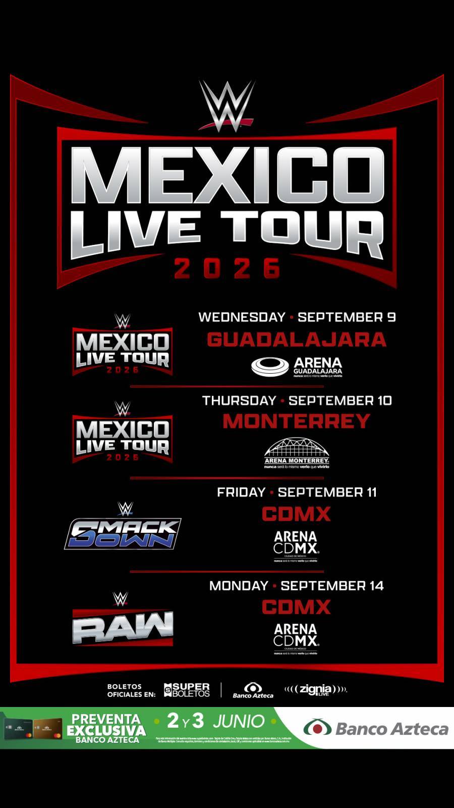 WWE hace historia en M&eacute;xico: Raw y SmackDown regresan en vivo tras 15 a&ntilde;os de ausencia