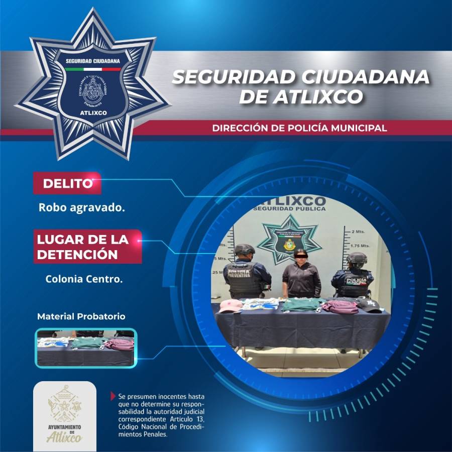 Polic&iacute;a de Atlixco atiende oportunamente reporte de robo en comercio