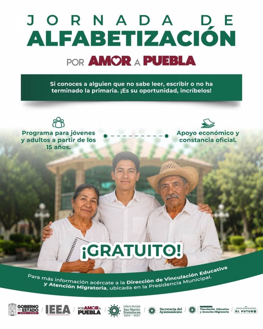 Gobierno de Texmelucan e IEEA impulsan alfabetizaci&oacute;n gratuita de j&oacute;venes y adultos