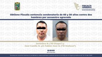 Obtiene Fiscal&iacute;a sentencia condenatoria de 60 y 50 a&ntilde;os contra dos hombres por secuestro agravado