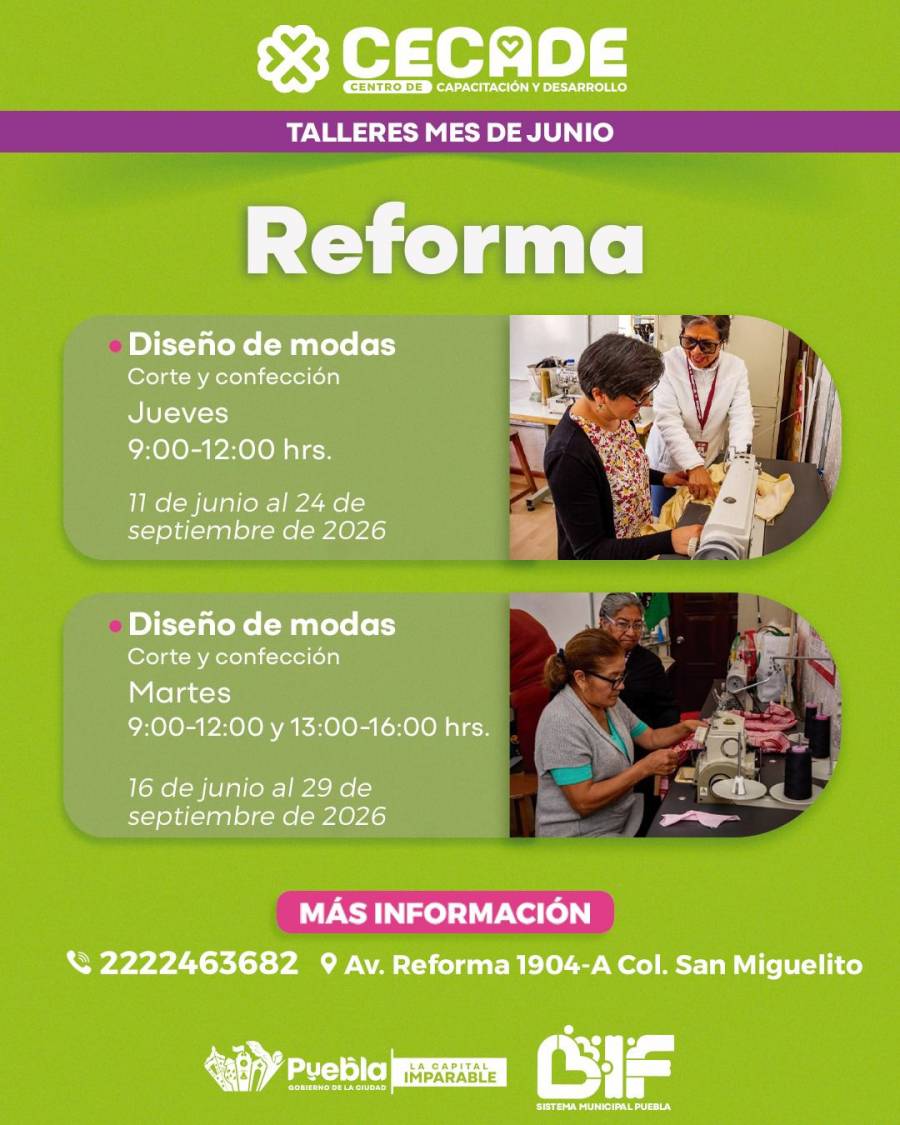 Ampl&iacute;a DIF Puebla Capital la oferta de talleres del CECADE en juntas auxiliares