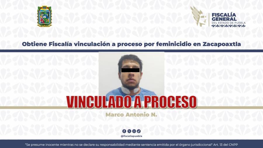 Obtiene Fiscal&iacute;a vinculaci&oacute;n a proceso por feminicidio en Zacapoaxtla