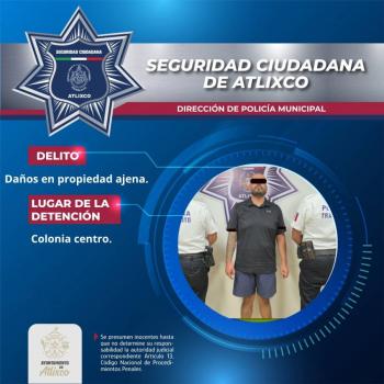 Aseguran a conductor por da&ntilde;os a veh&iacute;culos en Atlixco