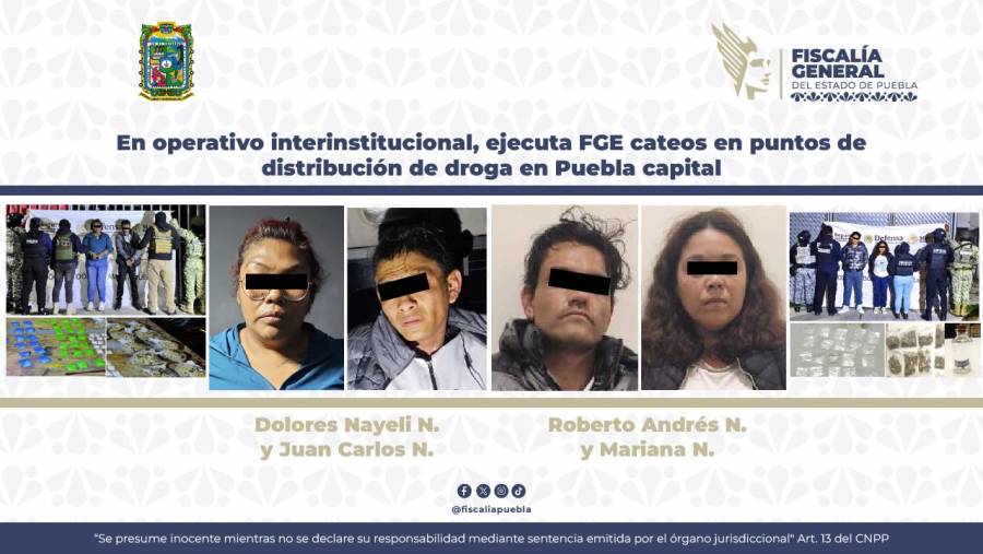 En operativo interinstitucional, ejecuta FGE cateos en puntos de distribuci&oacute;n de droga en Puebla capital