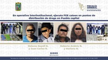 En operativo interinstitucional, ejecuta FGE cateos en puntos de distribuci&oacute;n de droga en Puebla capital