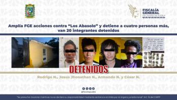 Ampl&iacute;a FGE acciones contra “Los Abasolo” y detiene a cuatro personas m&aacute;s, van 20 integrantes detenidos