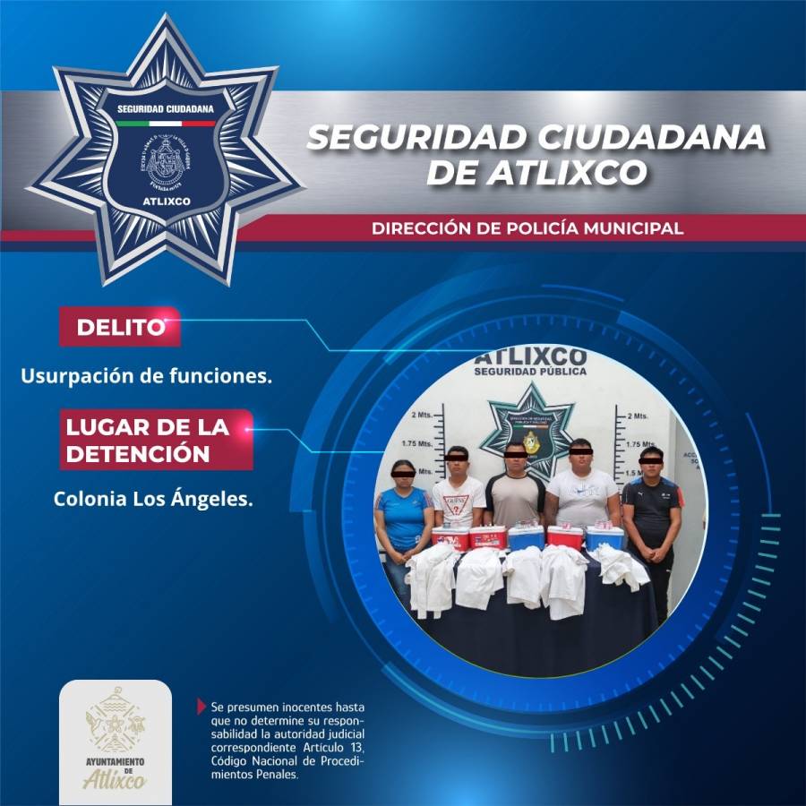 Detienen a cinco personas por usurpaci&oacute;n de funciones