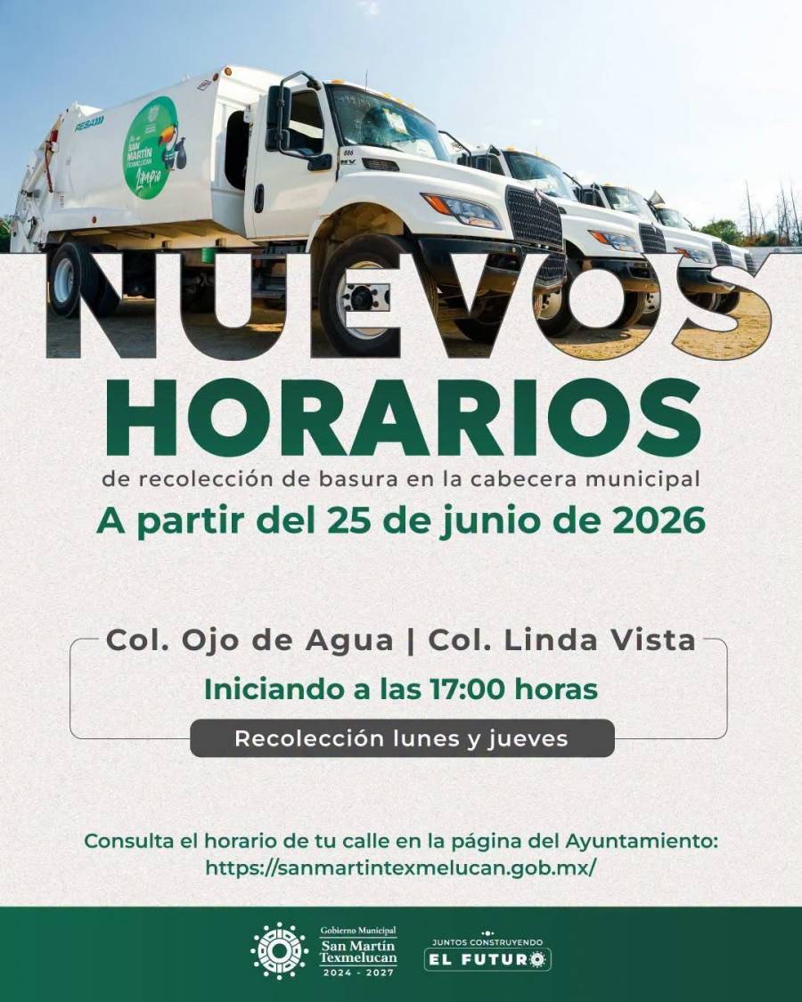 Anuncia Gobierno De Texmelucan Nuevos Horarios De Recolecci&oacute;n De Basura En Seis Colonias De La Ciudad