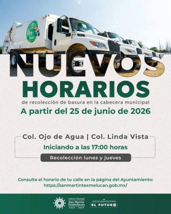 Anuncia Gobierno De Texmelucan Nuevos Horarios De Recolecci&oacute;n De Basura En Seis Colonias De La Ciudad