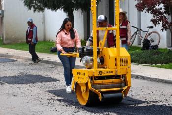 Tonantzin Fern&aacute;ndez fortalece el programa de bacheo m&aacute;s intensivo en la historia de San Pedro Cholula