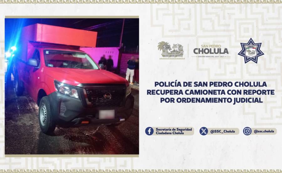 Polic&iacute;a de San Pedro Cholula recupera camioneta con reporte por ordenamiento judicial