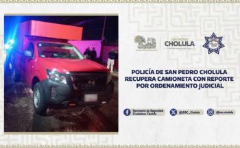 Polic&iacute;a de San Pedro Cholula recupera camioneta con reporte por ordenamiento judicial