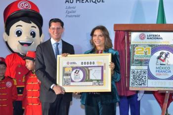 Bicentenario de Relaciones Diplom&aacute;ticas M&eacute;xico - Francia es celebrado con billete de Sorteo Mayor de Loter&iacute;a Nacional
