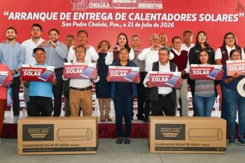A trav&eacute;s de calentadores solares, lleva Tonantzin Fern&aacute;ndez bienestar a m&aacute;s de 10 mil cholultecas