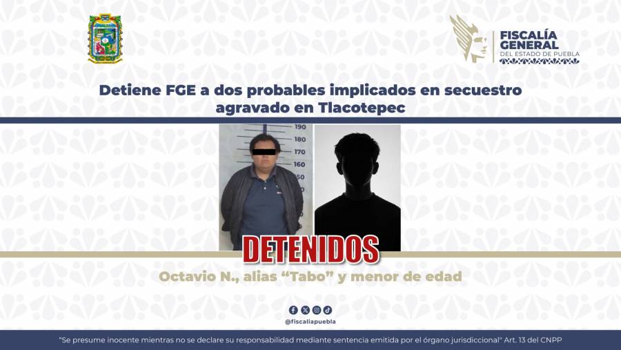 Detiene FGE a dos probables implicados en secuestro agravado en Tlacotepec