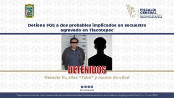 Detiene FGE a dos probables implicados en secuestro agravado en Tlacotepec