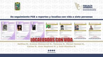 Da seguimiento FGE a reportes y localiza con vida a siete personas