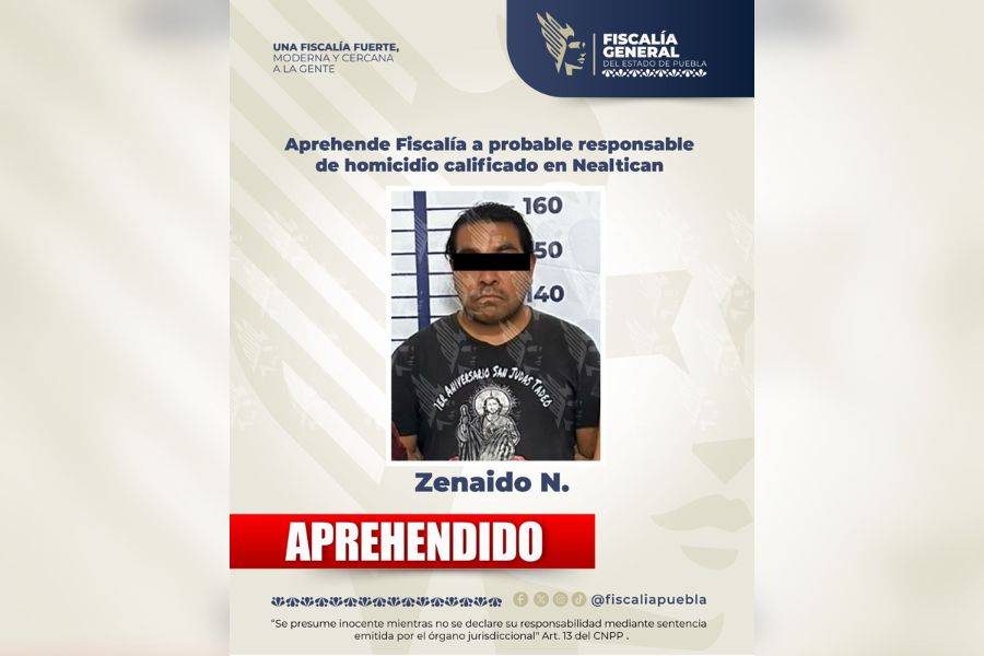 Aprehende Fiscal&iacute;a a probable responsable de homicidio calificado en Nealtican