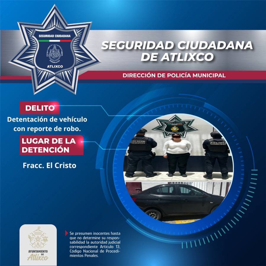 Mujer Detenida En Atlixco Por Conducir Auto Con Reporte De Robo