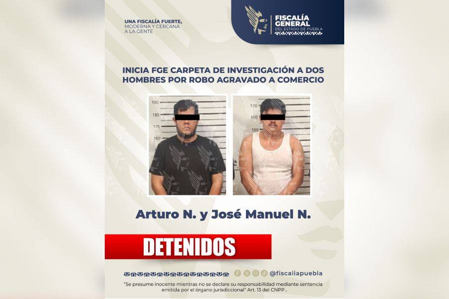 Inicia FGE carpeta de investigaci&oacute;n a dos hombres por robo agravado a comercio