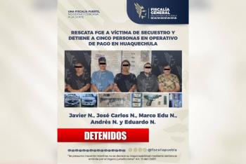 Rescata FGE a v&iacute;ctima de secuestro y detiene a cinco personas en operativo de pago en Huaquechula